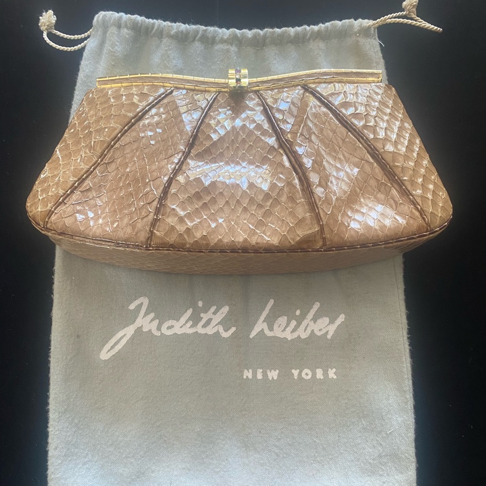 Beautiful Judith Leiber Python Leather Clutch. - image 1